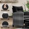 5 Piece Patio Set PE Rattan Chairs Ottomans Glass Table Outdoor Furniture Black Cushion